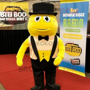 Lemon Yellow Bbq Ribs mascot costume character dressed with a Tuxedo and Ties