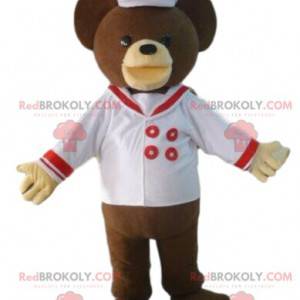 Mascota del oso de peluche en traje de marinero, traje de