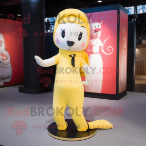 Gul hermelin maskot kostume...