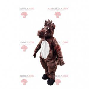 Bruin en wit paard mascotte, rijkleding - Redbrokoly.com