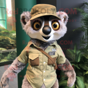 nan Lemur mascot costume character dressed with a Chinos and Berets