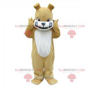 Mascotte bulldog beige e bianco, costume da cane malvagio -