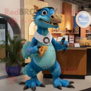 Cyan Utahraptor maskot...