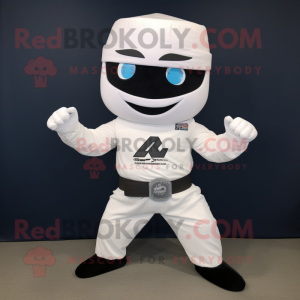 Vit Ninja maskot kostym...