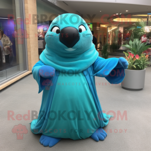 Cyan Sea Lion maskot...