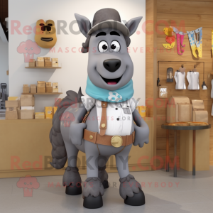 Grå hestesko maskot kostume...