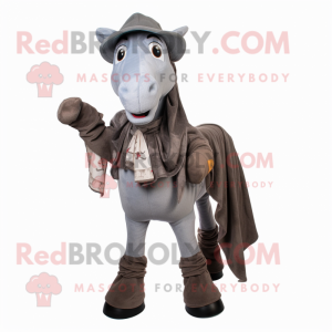 Gray Horseshoe mascot costume character dressed with a Dungarees and Scarf clips
