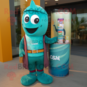 Teal Soda Can maskot...