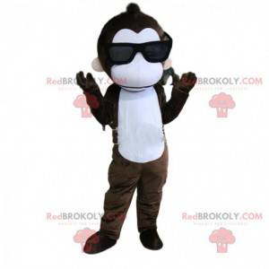 Mascote macaco com óculos de sol, fantasia de verão -