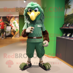 Forest Green Eagle mascot costume character dressed with a Tank Top and Anklets