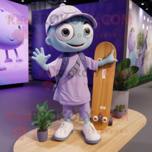 Lavender Skateboard mascot costume character dressed with a Culottes and Earrings