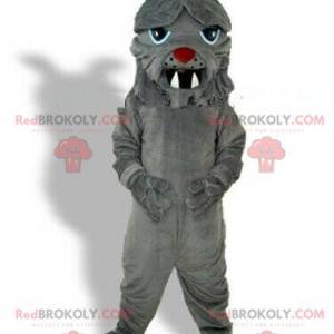 Gray bulldog mascot, dog costume, naughty dog - Redbrokoly.com