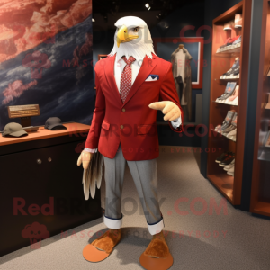 Red Bald Eagle mascot costume character dressed with a Blazer and Cufflinks