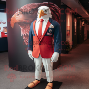 Red Bald Eagle mascot costume character dressed with a Blazer and Cufflinks