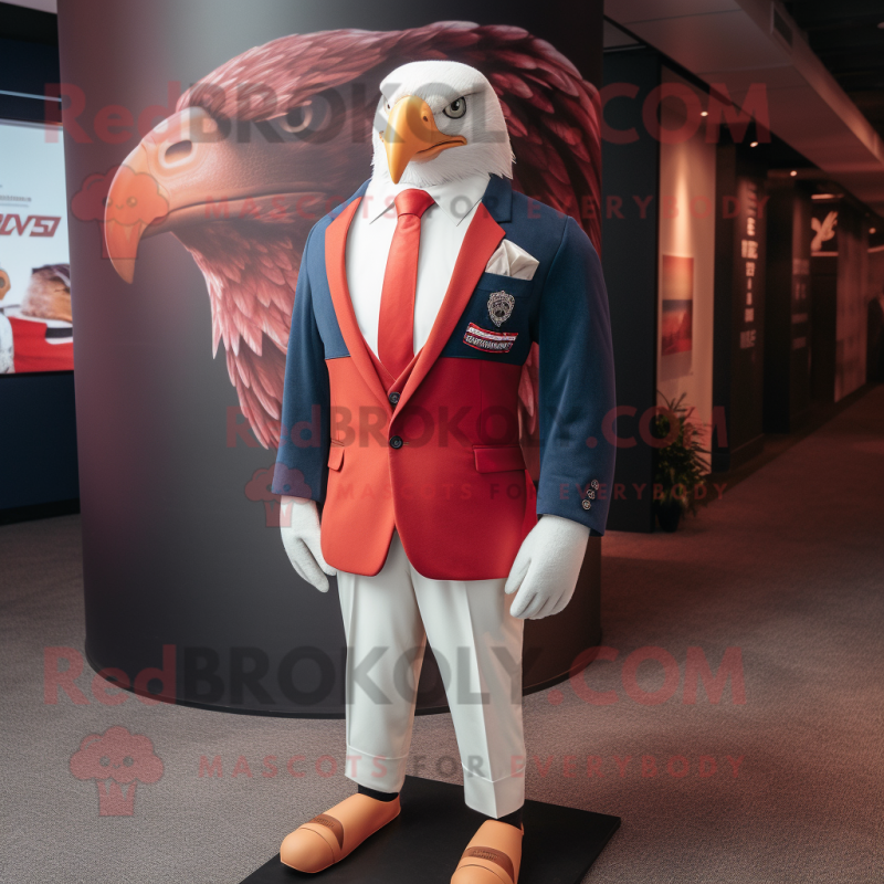 Red Bald Eagle mascot costume character dressed with a Blazer and Cufflinks Red Bald Eagle mascot costume character dressed with a Blazer and Cufflinks