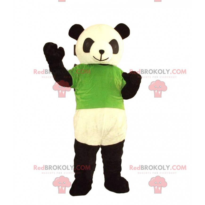 Czarno-biała maskotka panda, czarno-biały kostium niedźwiedzia