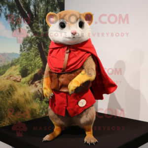 Red Dormouse mascot costume character dressed with a Shorts and Shawls