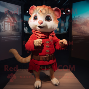 Red Dormouse mascot costume character dressed with a Shorts and Shawls