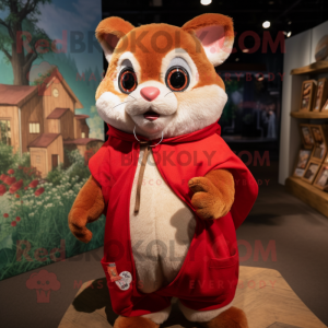 Red Dormouse mascot costume character dressed with a Shorts and Shawls