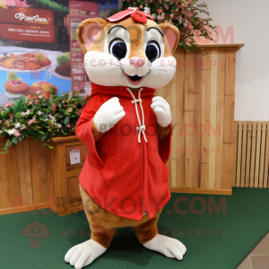Red Dormouse mascot costume character dressed with a Shorts and Shawls
