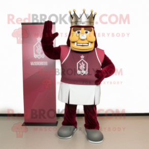 Maroon King mascot costume character dressed with a Shorts and Bracelets