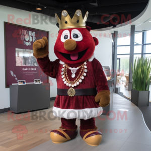 Maroon King mascot costume character dressed with a Shorts and Bracelets