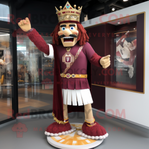 Maroon King mascot costume character dressed with a Shorts and Bracelets