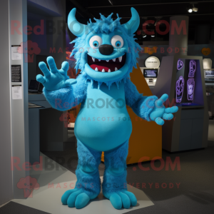 Cyan Demon mascotte kostuum...