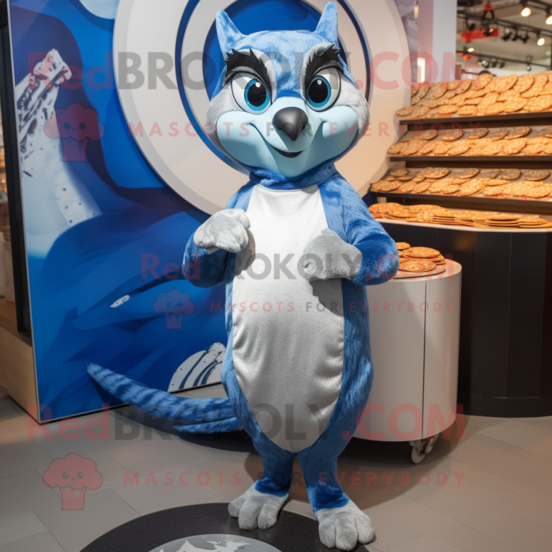 Silver Blue Jay mascot costume character dressed with a Tank Top and Coin purses Silver Blue Jay mascot costume character dressed with a Tank Top and Coin purses