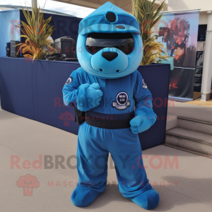 Cyan Navy Seal maskot...