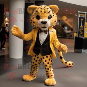 Gold Cheetah maskot kostume...