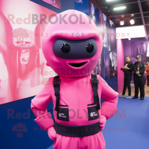 Pink Navy Soldier mascot costume character dressed with a Bodysuit and Scarves