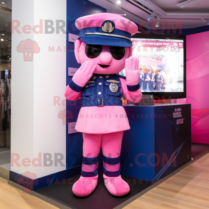 Pink Navy Soldier mascot costume character dressed with a Bodysuit and Scarves Pink Navy Soldier mascot costume character dressed with a Bodysuit and Scarves
