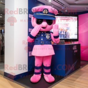 Pink Navy Soldier mascot costume character dressed with a Bodysuit and Scarves