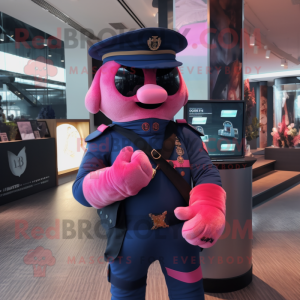 Pink Navy Soldier mascot costume character dressed with a Bodysuit and Scarves