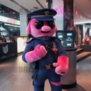 Pink Navy Soldier mascot costume character dressed with a Bodysuit and Scarves