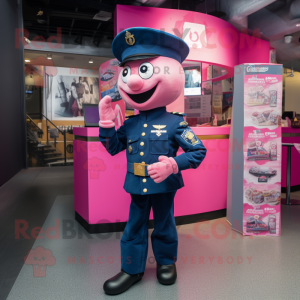 Pink Navy Soldier mascot costume character dressed with a Bodysuit and Scarves