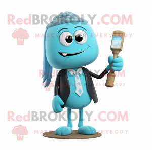 Cyan Attorney mascot costume character dressed with a Sheath Dress and Hairpins