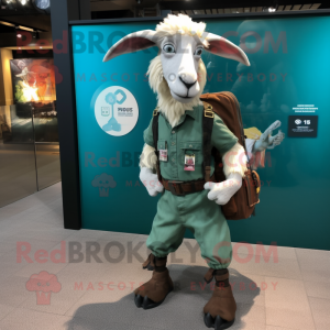 Teal Boer Goat mascot costume character dressed with a Cargo Pants and Belts