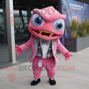 Pink Piranha maskot kostume...