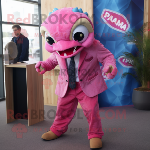 Pink Piranha maskot kostume...