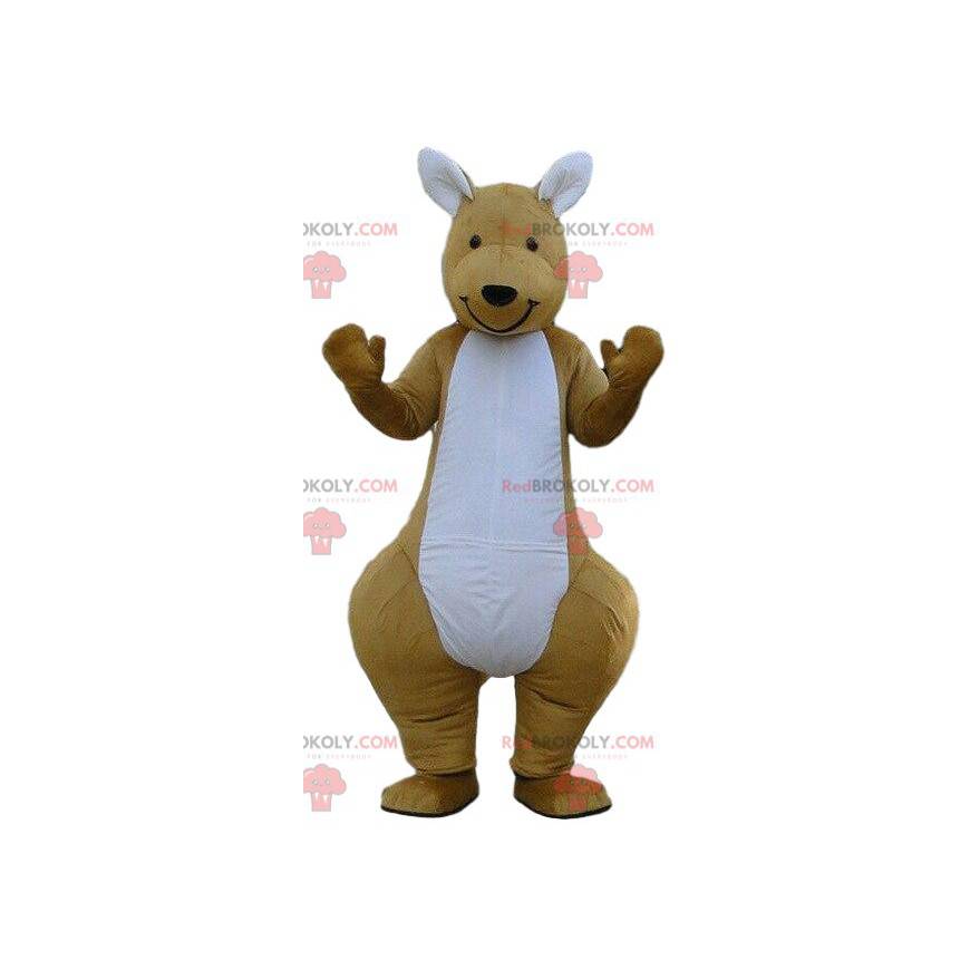 Hnědý a bílý klokan maskot, zvíře Austrálie - Redbrokoly.com