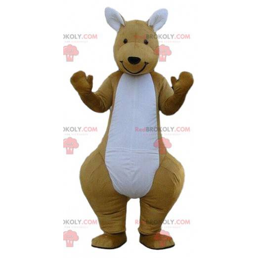 Hnědý a bílý klokan maskot, zvíře Austrálie - Redbrokoly.com