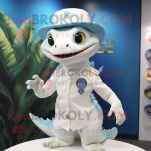 Hvid Geckos maskot kostume...