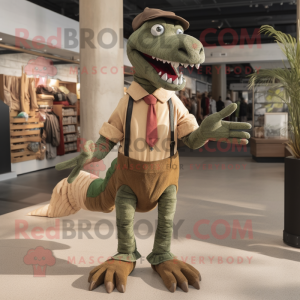 Oliven Spinosaurus maskot...