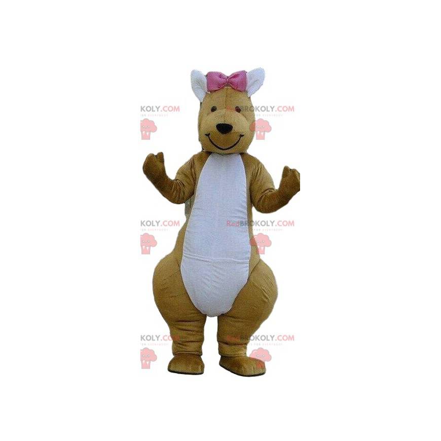 Kænguru maskot med lyserød sløjfe, kostume af Australien - Kænguru maskot med lyserød sløjfe, kostume af Australien -