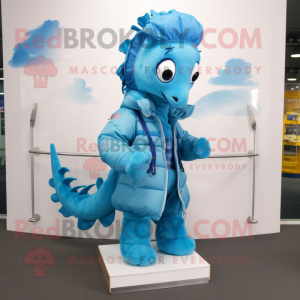 Sky Blue Seahorse maskot...