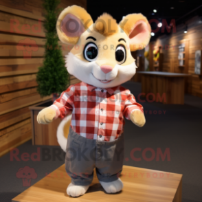 Peach Dormouse mascot costume character dressed with a Flannel Shirt and Bow ties