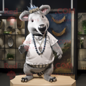 Silver Tapir maskot kostym...