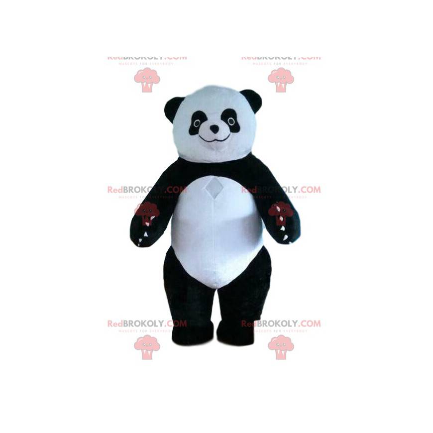 Maskot Panda, nafukovací kostým, černobílý medvěd -